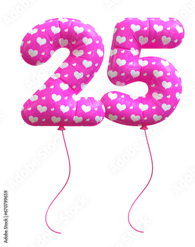 3D Pink Balloon Number 25