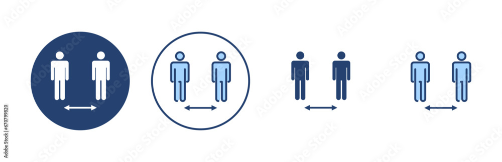 Social distance icon vector. social distancing sign and symbol. self quarantine sign Social distance icon vector. social distancing sign and symbol. self quarantine sign