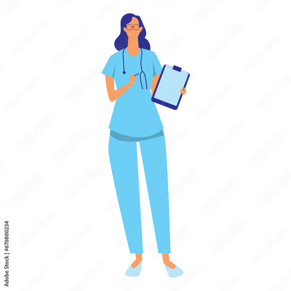 Illustration of Faceless Female Nurse Character Showing Notes. Vector Design Illustration of Faceless Female Nurse Character Showing Notes. Vector Design