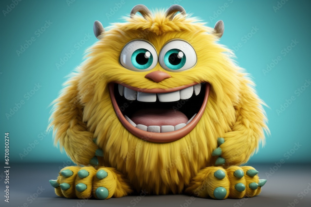 Comical furry monster with oversized feet and a goofy smile, bringing humor and laughter to your scene, Generative AI