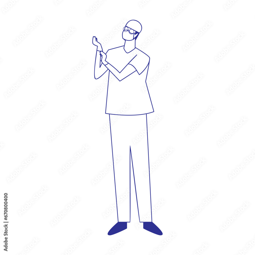 Illustration of Faceless Male Doctor Character Prepare for Surgery. Vector Design Illustration of Faceless Male Doctor Character Prepare for Surgery. Vector Design