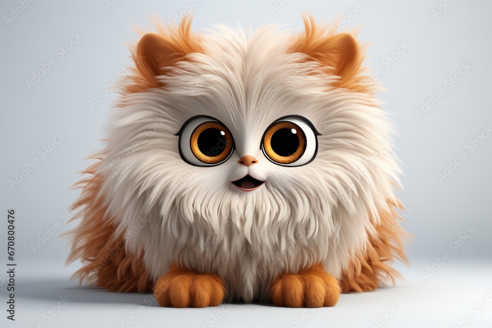 Cute and fluffy furry monster with big, expressive eyes and a playful expression, Generative AI