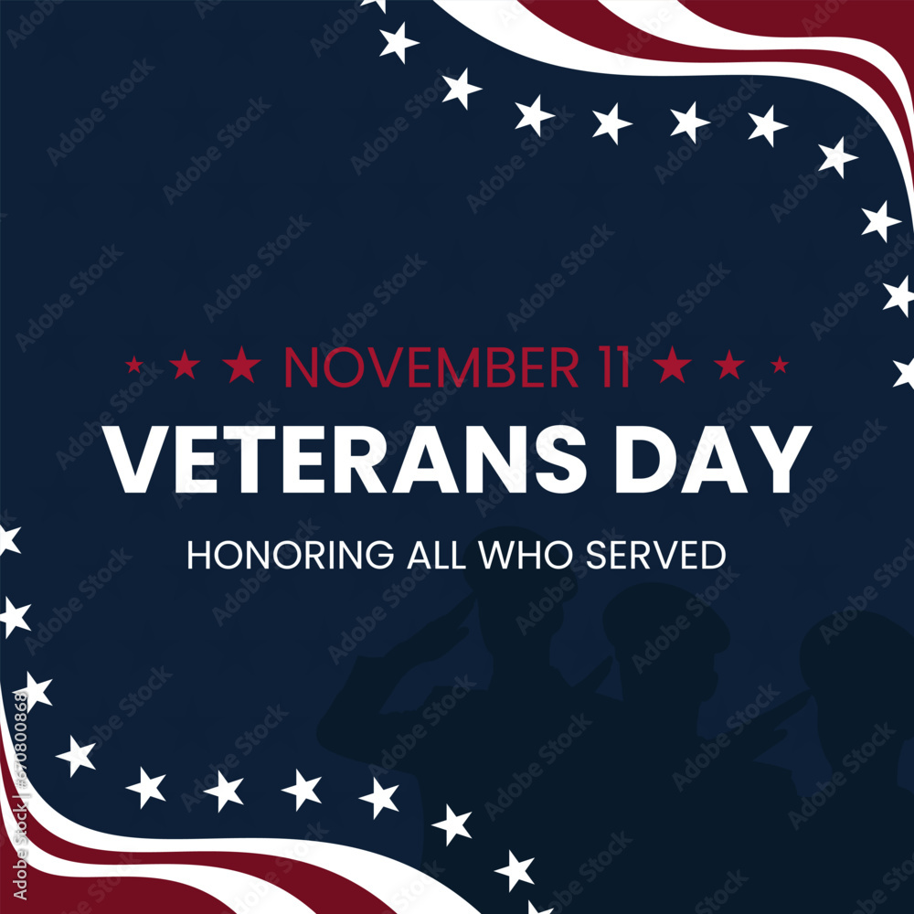 Vector graphic of U.S.A Veterans Day background, November 11th, United state of America - obrazy, fototapety, plakaty 