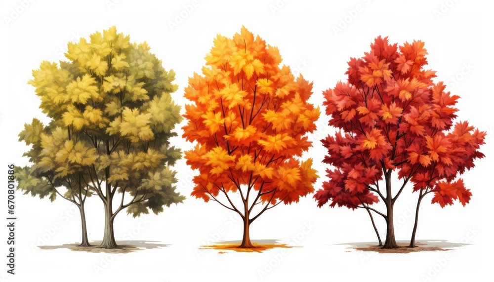 maple tree collection illustration in different style