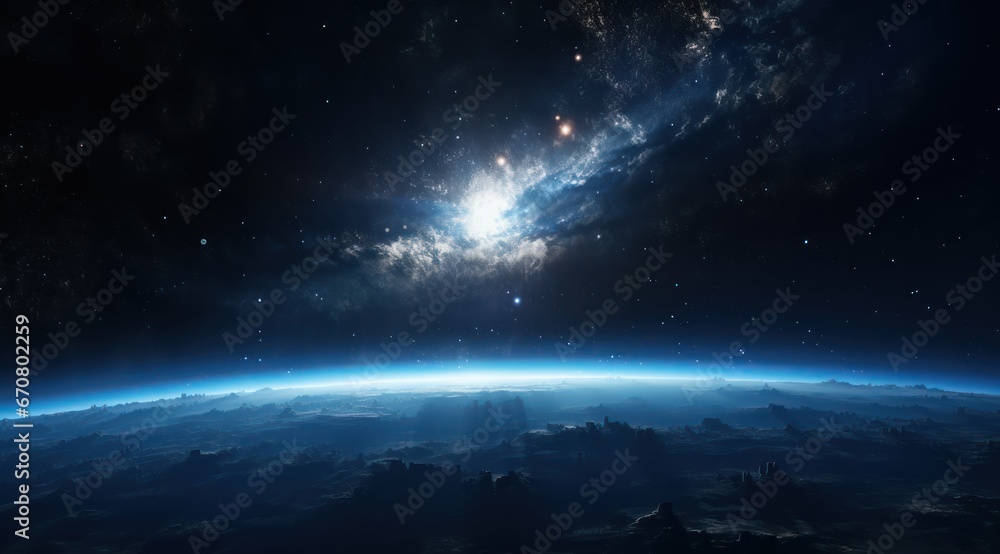 Earth planet viewed from space, Planet earth from the space at night, Blue sunrise, view of earth from space