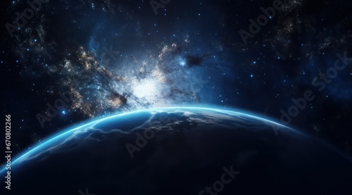 Earth planet viewed from space, Planet earth from the space at night, Blue sunrise, view of earth from space