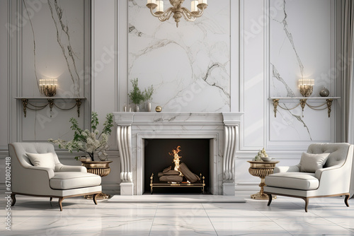 luxury fire place with marble flooring of interior. fireplace fire marble heat winter background