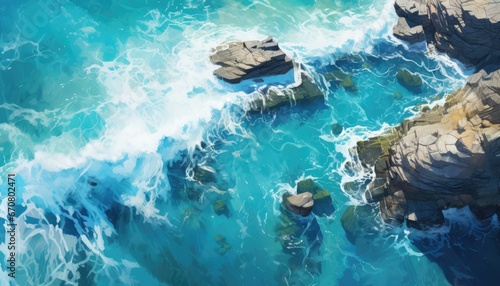 Top View Illustration of Offshore Rocks © Supardi