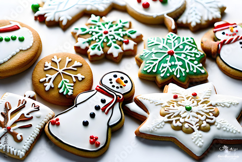 Pretty and delicious Christmas cookies came together. Snowman cookies. I see snow cookies. Generative AI. 