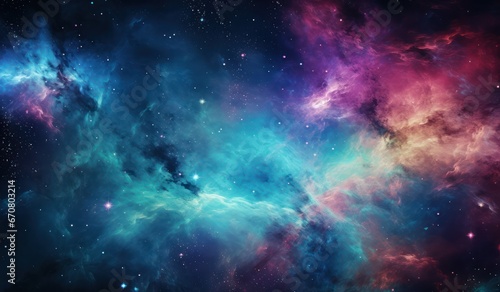 Nebula and galaxies in space. Abstract cosmos background, Realistic nebula and shining stars. Colorful cosmos with stardust photo