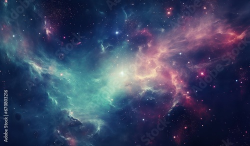 Nebula and galaxies in space. Abstract cosmos background  Realistic nebula and shining stars. Colorful cosmos with stardust