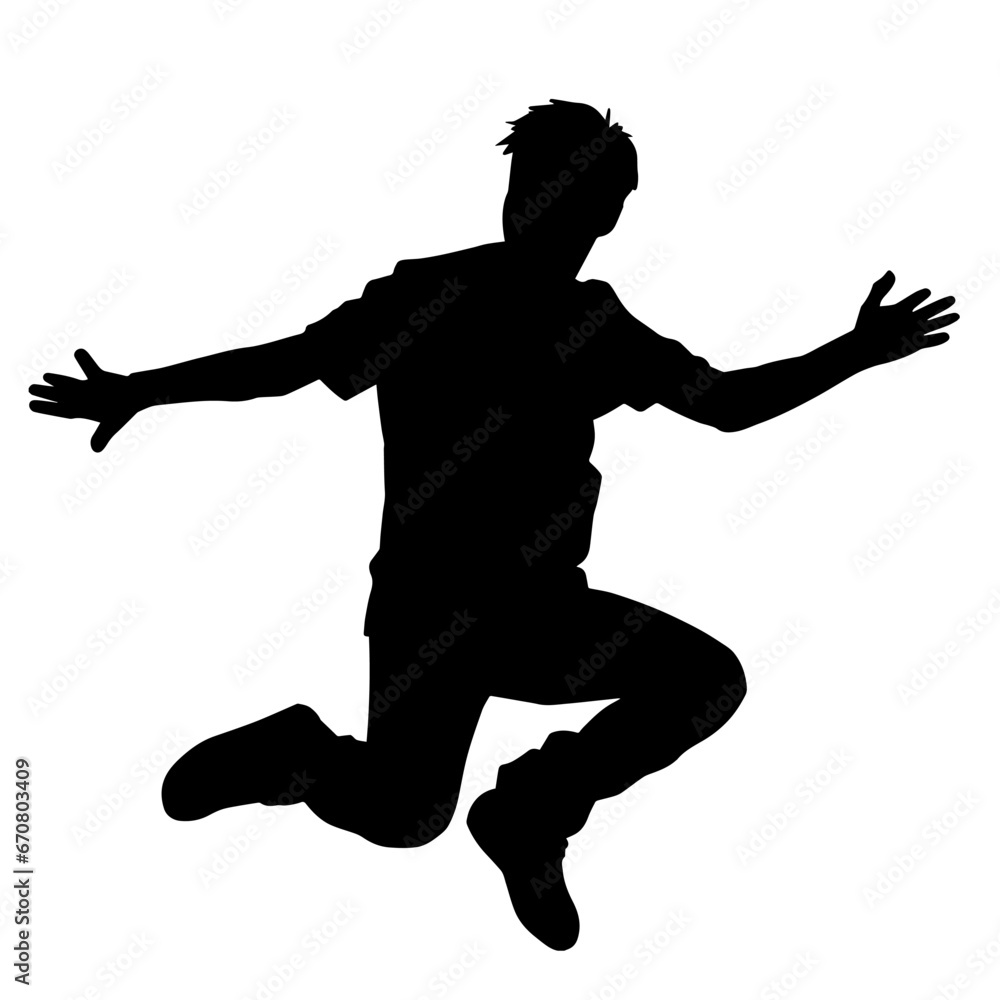 Silhouette of a man dancing pose. Silhouette of a male dancer in action pose. Silhouette of a man dancing pose. Silhouette of a male dancer in action pose.