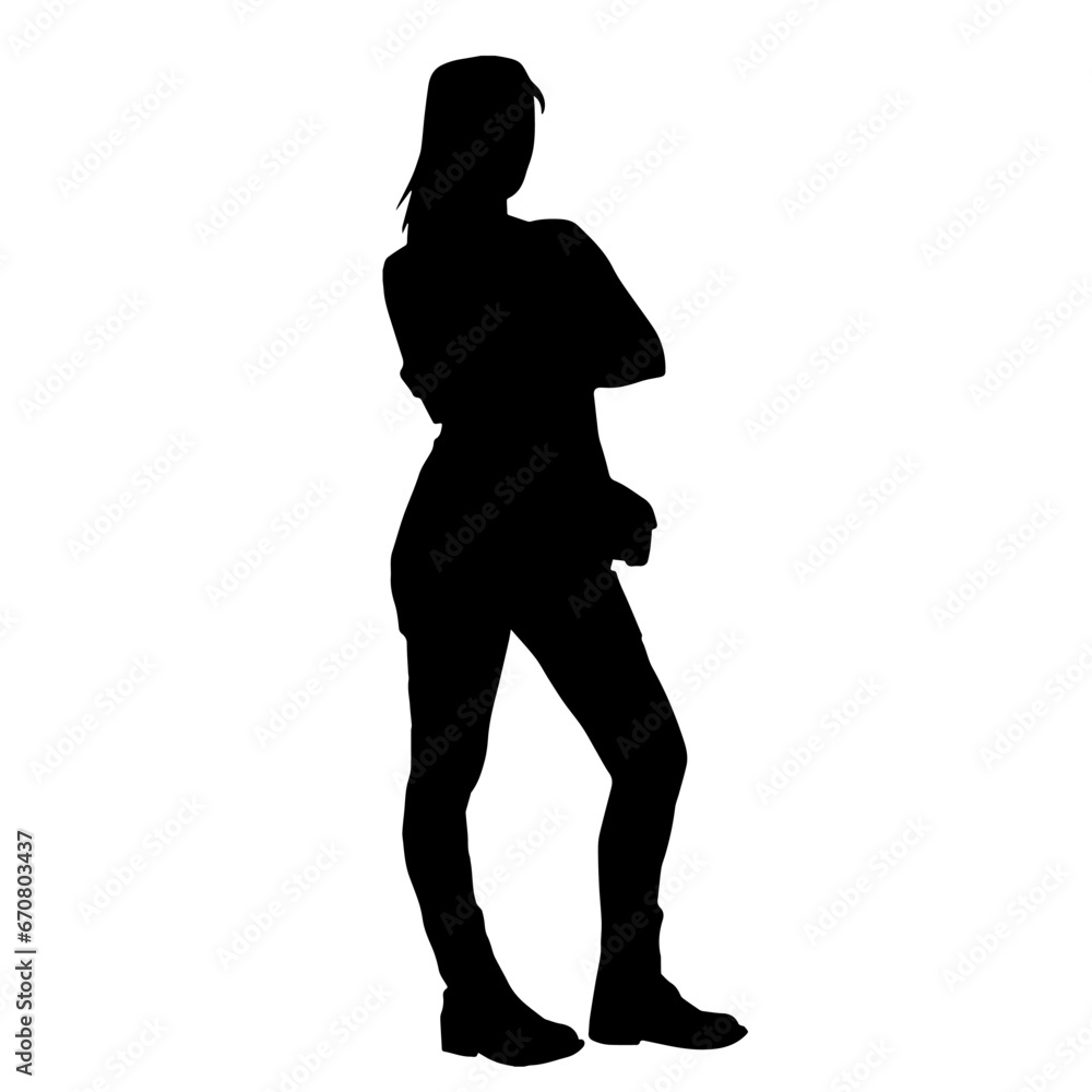 Silhouette of a casual woman model in standing pose. Silhouette of a casual woman model in standing pose.