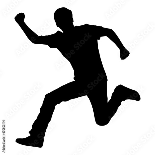 Silhouette of a man dancing pose. Silhouette of a male dancer in action pose. 