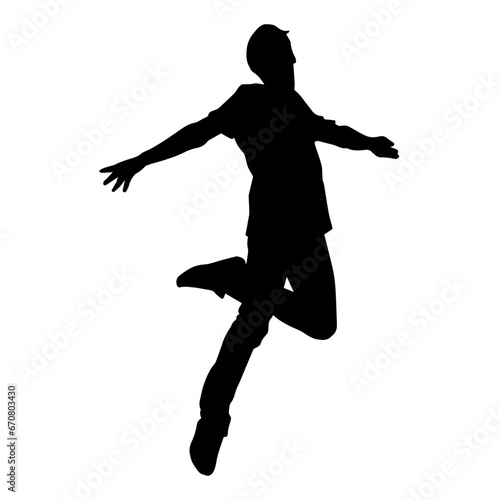 Silhouette of a man dancing pose. Silhouette of a male dancer in action pose. 