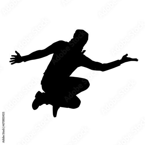 Silhouette of a man dancing pose. Silhouette of a male dancer in action pose. 