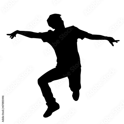 Silhouette of a man dancing pose. Silhouette of a male dancer in action pose. 