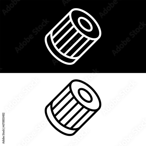 Car Oil Filter Icon, Black And White Version Design Template