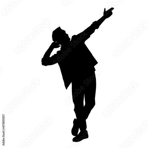Silhouette of a man dancing pose. Silhouette of a male dancer in action pose. 