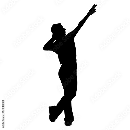 Silhouette of a man dancing pose. Silhouette of a male dancer in action pose. 