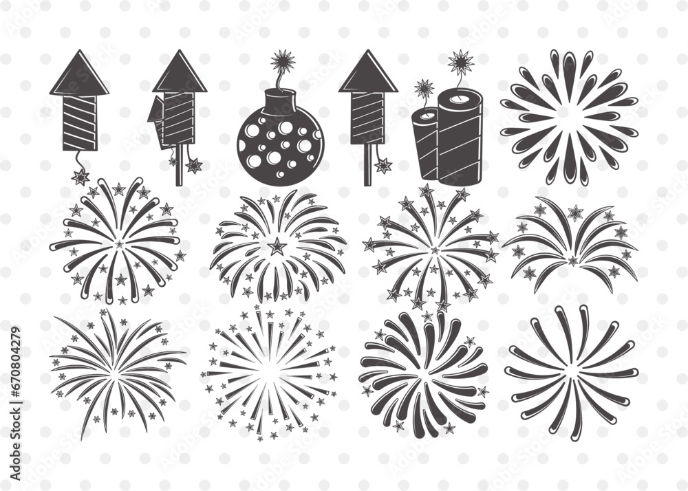 Fireworks Clipart SVG Cut File | Fireworks Rocket Svg | Fireworks Svg ...