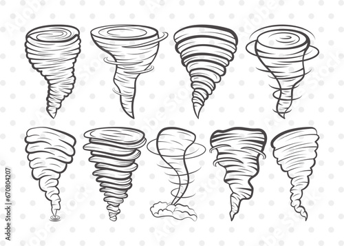Tornado Clipart SVG Cut File | Tornado Svg | Twister Storm Svg | Hurricane Svg | Bundle | Eps | Dxf | Png