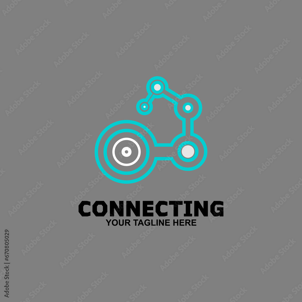 Obraz premium Network Logo with Circle Connected Dots.