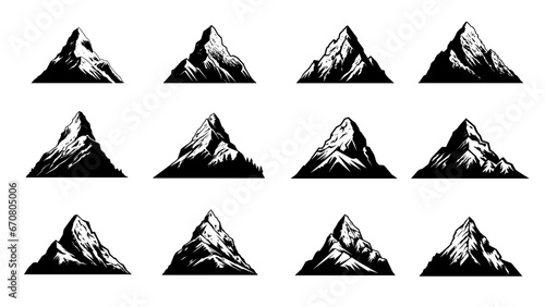 mountain silhouette icon vector set for logo