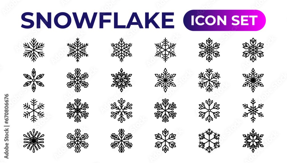 snowflake icons collection.Thin outline icons pack. snowflake icons collection.Thin outline icons pack.