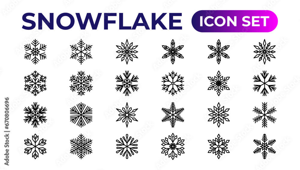 snowflake icons collection.Thin outline icons pack. snowflake icons collection.Thin outline icons pack.