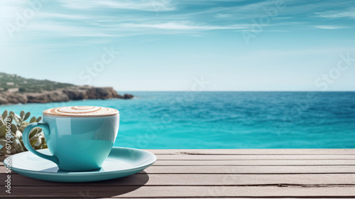 Enjoying a cup of coffee with a stunning sea view