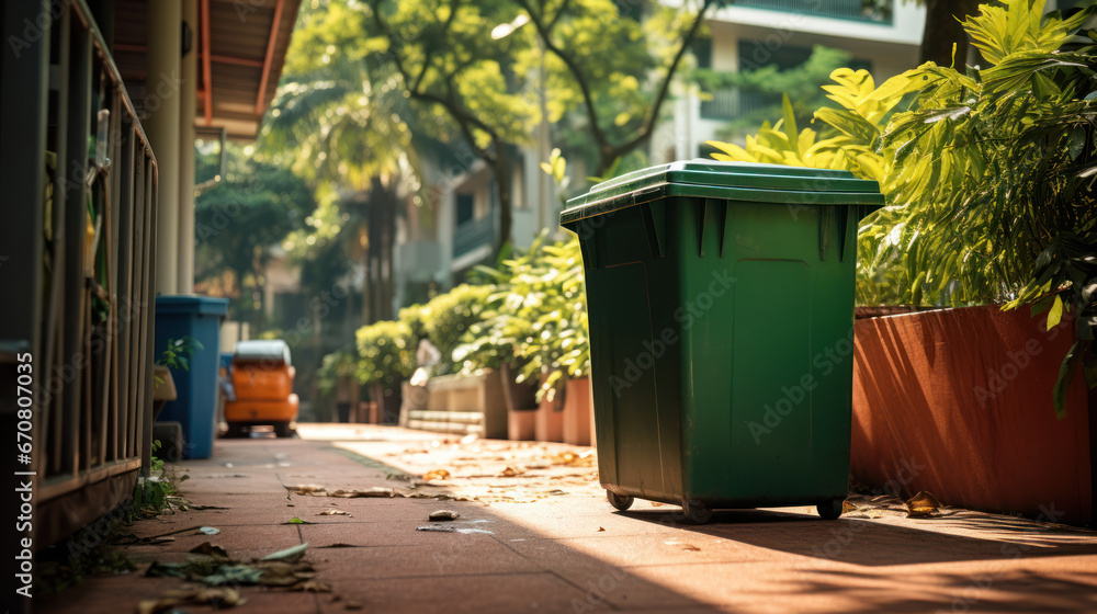 The trash bin awaits to collect your rubbish The trash bin awaits to collect your rubbish