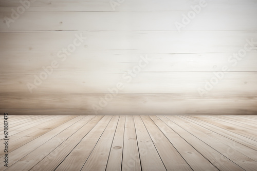 A wooden floor with a white wall in the background.