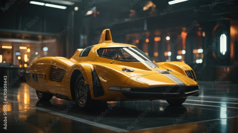 Super Car with Cinematic Sci-Fi Backdrop: An Epic Automotive Journey, generative AI