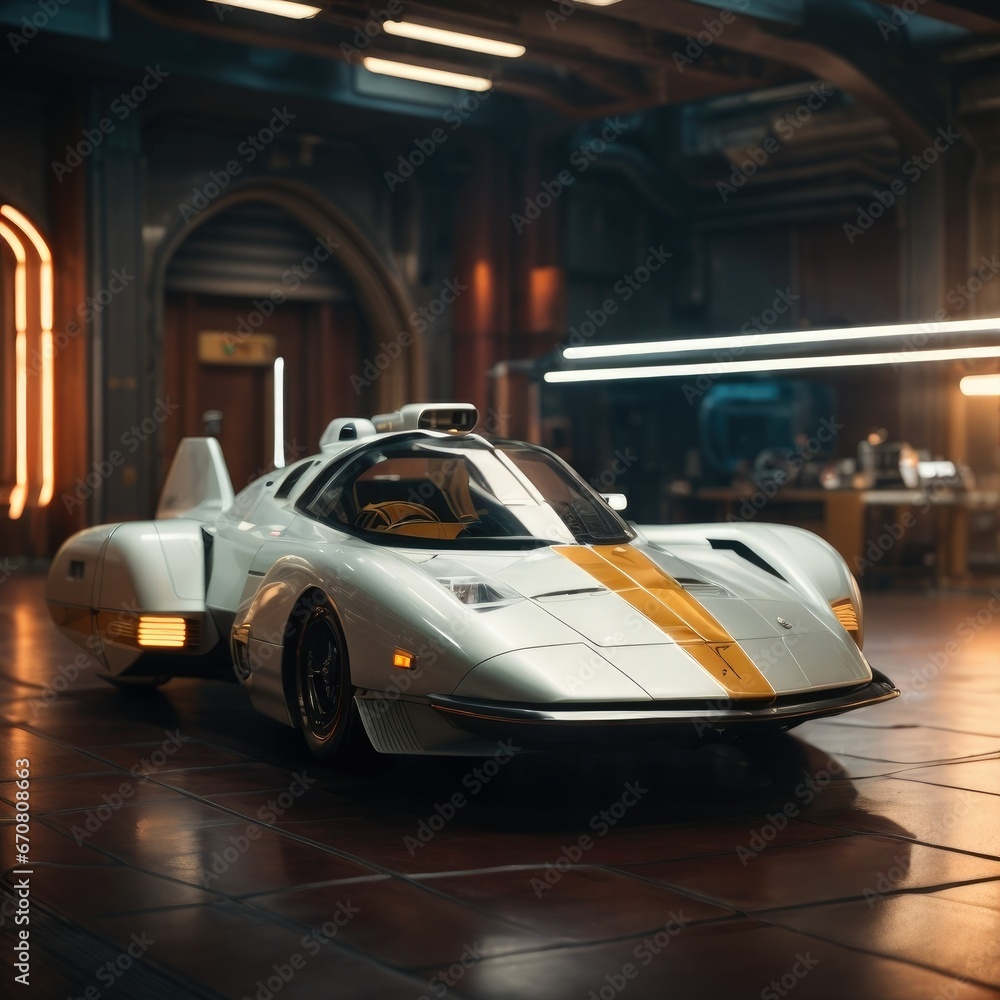 Super Car with Cinematic Sci-Fi Background: The Ultimate Automotive Experience, generative AI