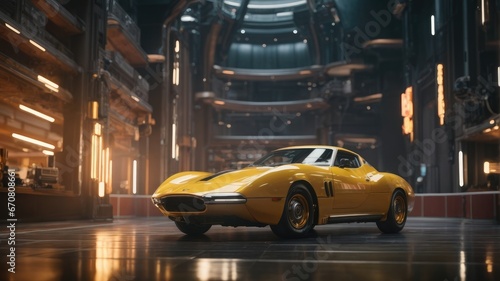 Discover the Future: Super Car with Cinematic Sci-Fi Background, generative AI