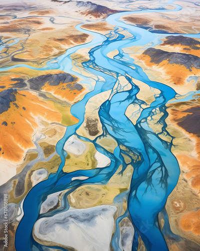 Salt Flats in the Desert Aerial View Colorful Oasis