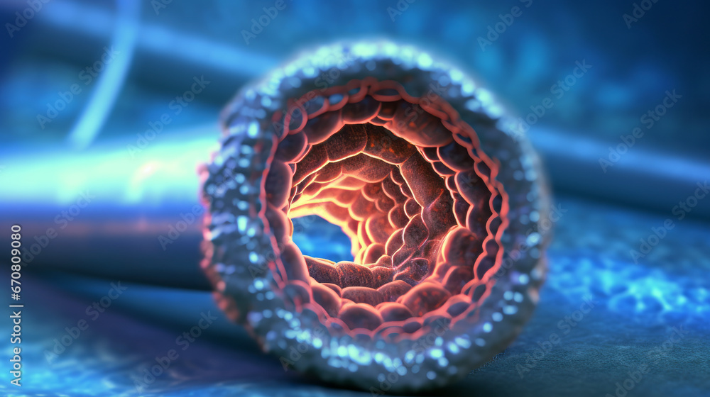 An endoscopic view of the colon with marked areas of interest for ...