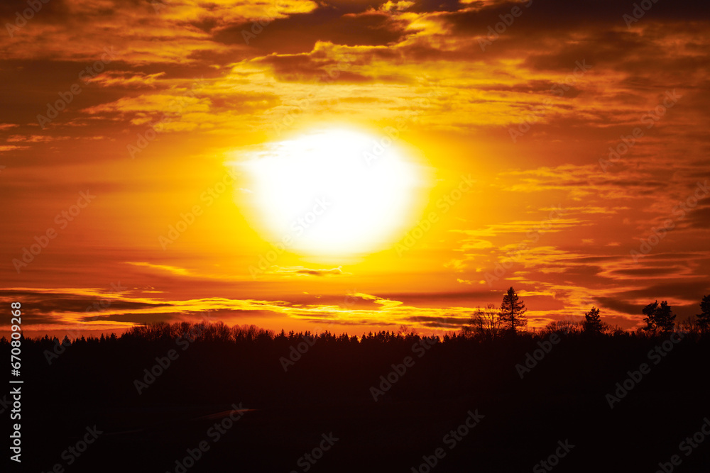 Fototapeta premium Silhouette trees against sky during sunset