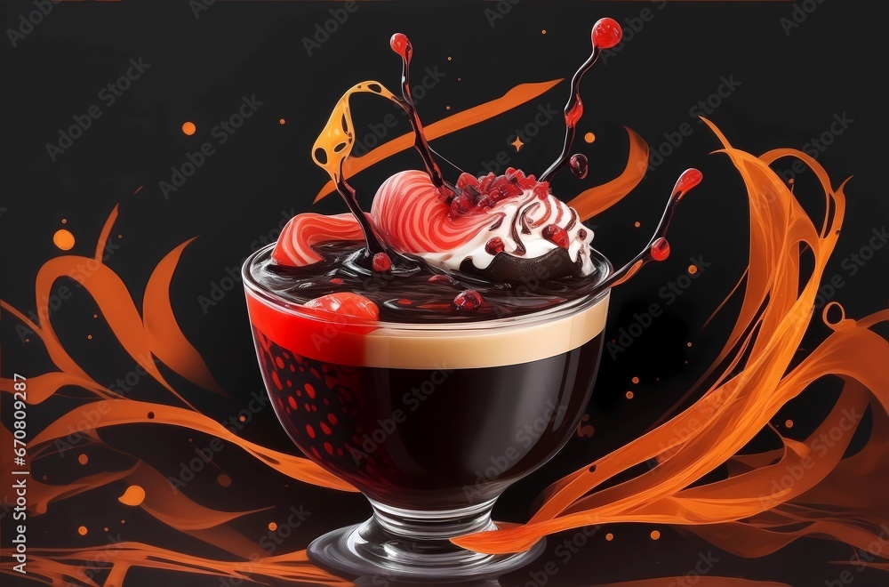 Delicious chocolate falooda on a tempting dark background, highlighting ...