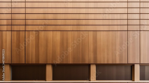 Wooden board panel pattern with brown acoustic panels, diffused window light, modern architecture, interior acoustics, wooden shelf with books, background 