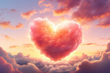 a heart shape in the clouds at sunset. valentine concept