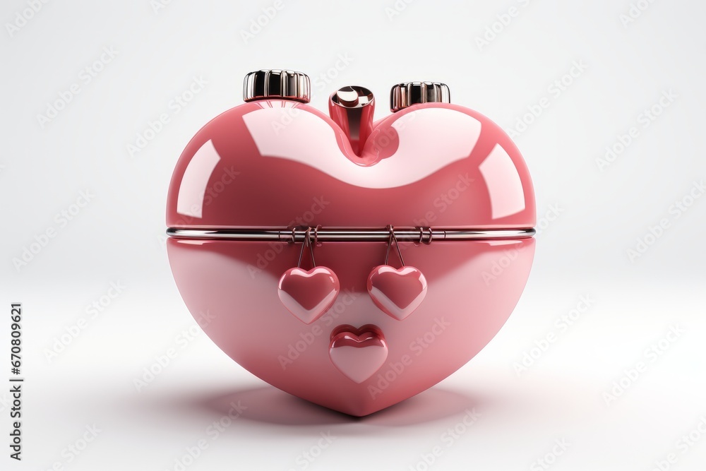 Piggy bank with a slot in the shape of a heart, representing love for saving and financial security, Generative AI Piggy bank with a slot in the shape of a heart, representing love for saving and financial security, Generative AI
