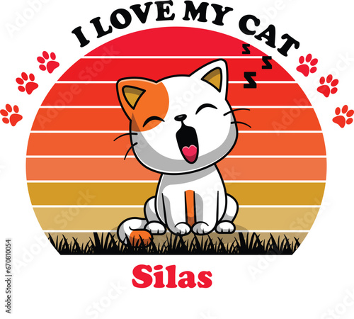 Silas Is My Cute Cat, Cat name t-shirt Design
