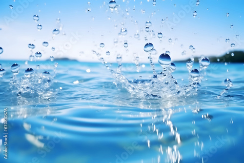 Splash and water splash background with water splashing on the water surface   water splash isolated on blue background