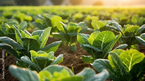 Fresh organic green leaves cos romaine lettuce salad plant in hydroponics vegetables farm system