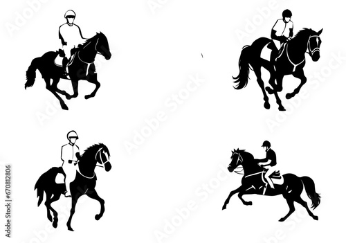 Horse riding Vector Silhouette. Man riding horse