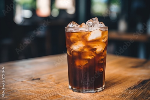 Chilled artisanal cold brew coffee served in an inviting rustic cafe setting