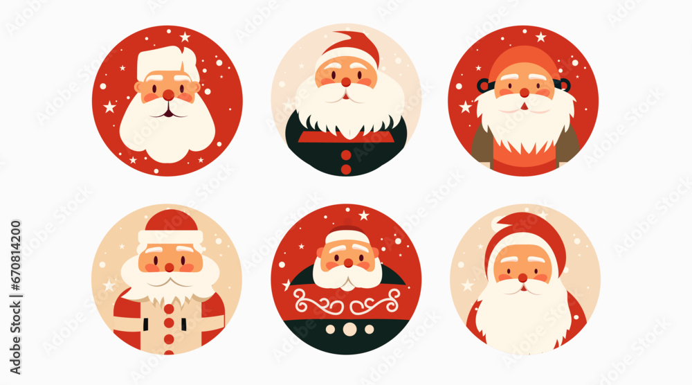 set santa clauses characters in hats collection christmas eve holiday happy new year celebration horizontal - obrazy, fototapety, plakaty 
