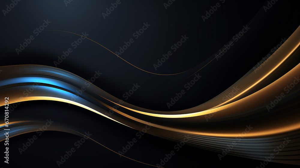 Obraz premium Abstract dark wave background with ribbon gold lines